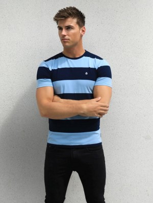 Blakely Alassio Stripe T-Shirt Navy | GPFLKNS-86