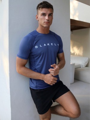 Blakely Alert Gym T-Shirt Blau | HTMBSAJ-18