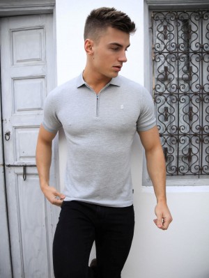 Blakely Amot Textured Polo Shirt Hellgrau | HZSQOGL-43