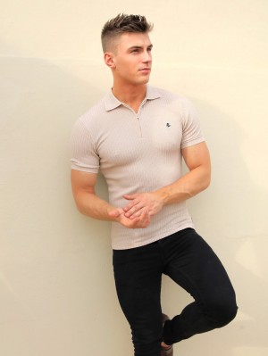 Blakely Anzi Textured Polo Sand | ABJKZGC-52