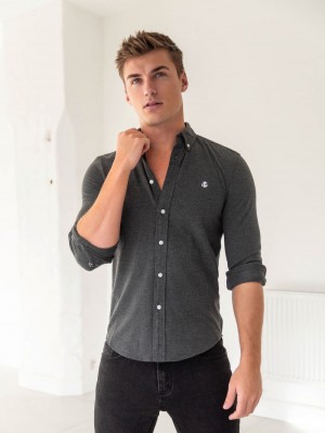 Blakely Arlo Soft Stretch Shirt Charcoal | WTRKUJH-01