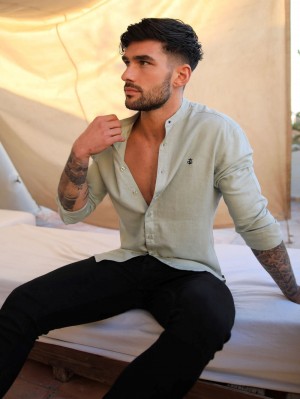 Blakely Berkane Linen Shirt Grün | EFNCQZM-09
