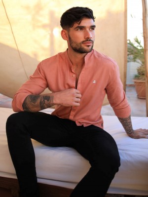 Blakely Berkane Linen Shirt Terracotta | LBYTOHZ-16