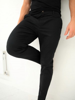 Blakely Cavill Slim Fit Tailored Chinos Schwarz | DXNKESR-93