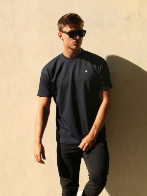 Blakely Ceuta Textured Oversized T-Shirt Navy | EOKTLDP-64