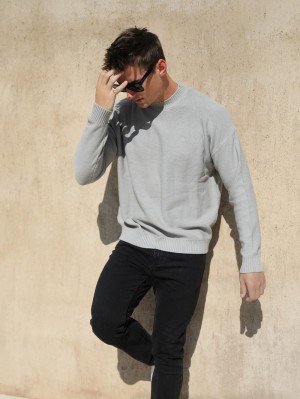 Blakely Huxley Knit Jumper Pale Concrete | KTDMBHO-17