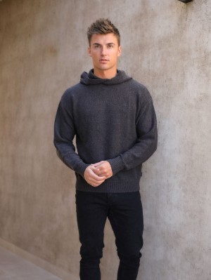 Blakely Huxley Knitted Hoodie Charcoal | CRPSOQE-35