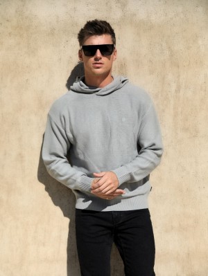 Blakely Huxley Knitted Hoodie Pale Concrete | LUGHCRO-79