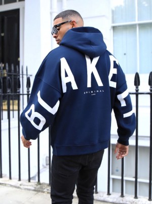 Blakely Idris Oversized Hoodie Navy Blau | UHIDRPK-69