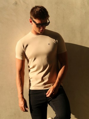 Blakely Initial T-Shirt Tan | VWEPIOD-28