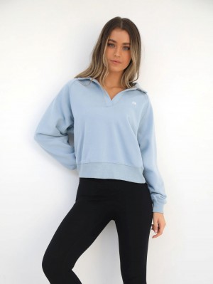 Blakely Initial V-Neck Jumper Hellblau | XPJFZYE-63