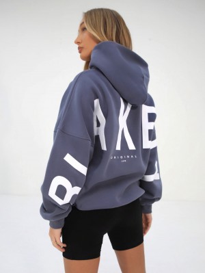 Blakely Isabel Oversized Hoodie Blau | XTYNVMR-02