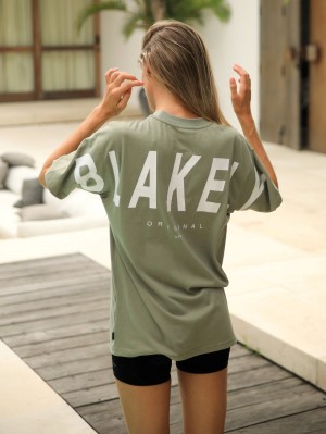Blakely Isabel Oversized T-Shirt Olivgrün | DPSYGVE-18