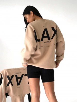 Blakely LAX Isabel Oversized Jumper Tan | OSJQDPC-24