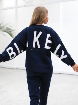 Blakely Life & Style Isabel Oversized Jumper Navy Blau | OSDHQCN-91