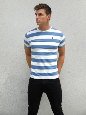 Blakely Loano Stripe T-Shirt Blau | HCJUPXB-46