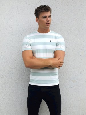 Blakely Loano Stripe T-Shirt Sage | HEBZNPD-52