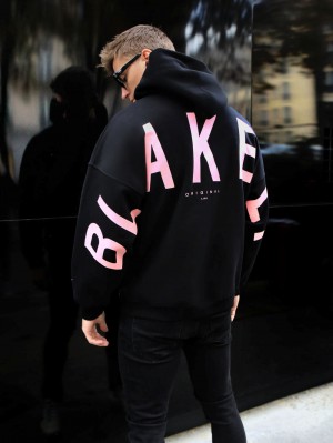 Blakely Members Idris Oversized Hoodie Schwarz Rosa | LDUAHVQ-03
