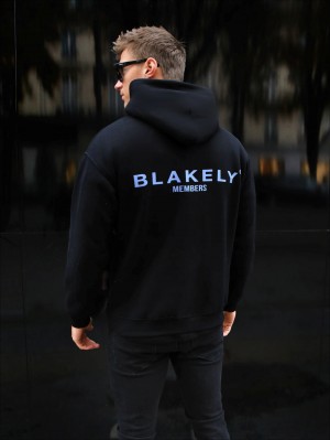 Blakely Members Relaxed Hoodie Schwarz Blau | HOKUALN-67