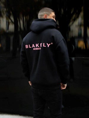 Blakely Members Relaxed Hoodie Schwarz Rosa | YKZNCBV-12