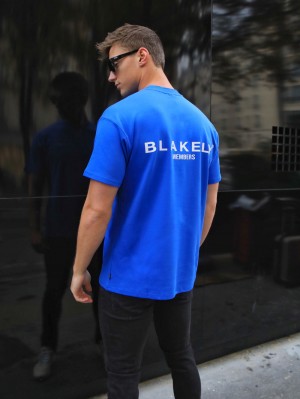 Blakely Members Relaxed T-Shirt Blau | XWHZVPI-84