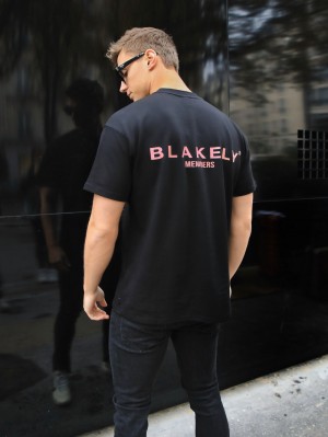 Blakely Members Relaxed T-Shirt Schwarz Rosa | ZMDQJNU-92