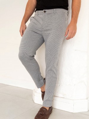 Blakely Midar Check Chinos Hellgrau | FEVMBSL-19
