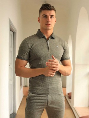 Blakely Midar Check Polo Shirt Gold | KHRILUP-76