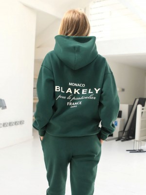 Blakely Monaco Women's Relaxed Hoodie Dunkelgrün | GMHXYFE-82