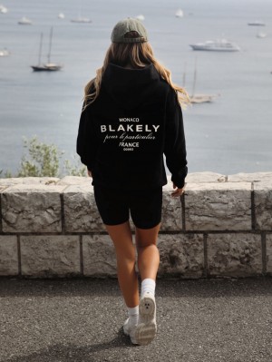 Blakely Monaco Women's Relaxed Hoodie Schwarz | TEZHGJV-25