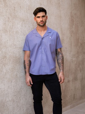 Blakely Nador Open Collared Shirt Blau | JAUXYBF-65