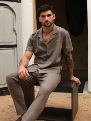 Blakely Nador Open Collared Shirt Braun | ZBHKJNF-12