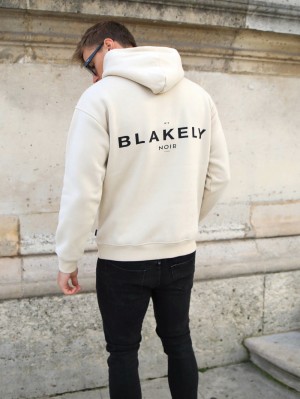 Blakely Noir II Relaxed Hoodie Bone | DNJKVRX-65