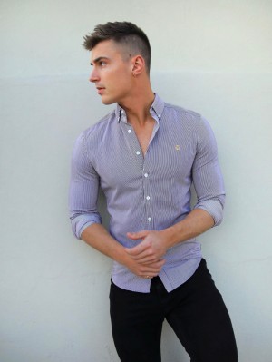 Blakely Pesaro Pinstripe Shirt Bordeaux | LKUZFQB-37