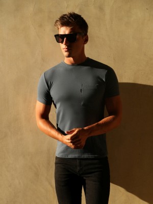 Blakely Pocket T-Shirt Blau | AHELDPZ-32