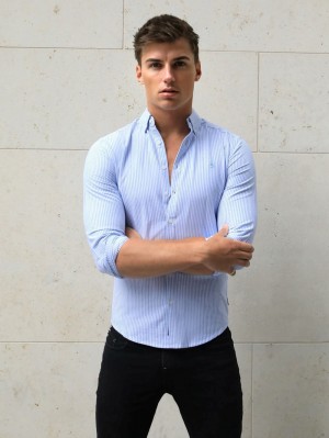 Blakely Portofino Pinstripe Shirt Blau | LNDBKQS-17
