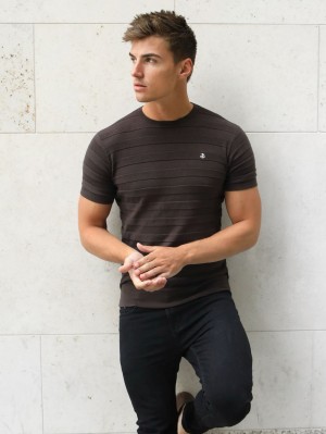 Blakely Raphello Stripe T-Shirt Braun | AFZCDUI-62