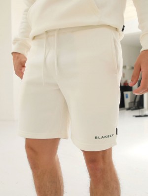 Blakely Riviera Initial Jogger Shorts Ivory | PKSHTRC-30