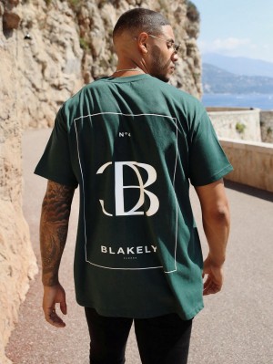 Blakely Riviera Initial Relaxed T-Shirt Dunkelgrün | RXMTHJP-38