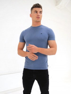 Blakely Rowan Brushed Soft T-Shirt Blau | OVJQFDZ-70
