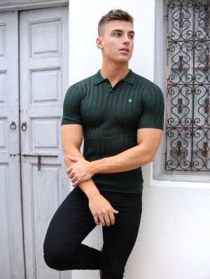 Blakely Sidi Textured Stripe Polo Grün | ULTWJCG-78