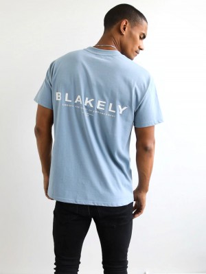 Blakely Statement Relaxed T-Shirt Blau | BKQDYOT-85