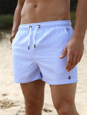 Blakely Striped Swim Shorts Hellblau | RHDJNOU-36