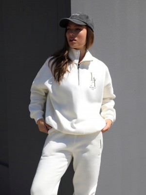 Blakely Studio 1/4 Zip Jumper Ivory | FZJEXIW-63