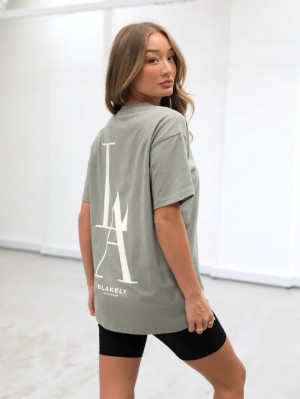 Blakely Studio Relaxed T-Shirt Olivgrün | XBTGUQD-60