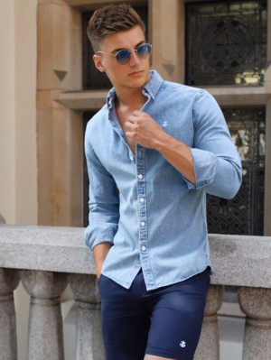 Blakely Sutton Denim Shirt Blau | CNRFEUA-57