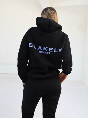 Blakely Women's Members Relaxed Hoodie Schwarz Blau | QSAZLIU-63