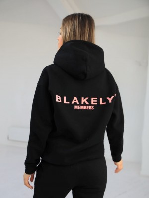Blakely Women's Members Relaxed Hoodie Schwarz Rosa | WUFIEYZ-57