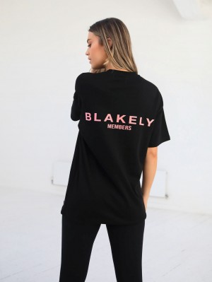 Blakely Womens Members Relaxed T-Shirt Schwarz Rosa | KQGRCPO-32
