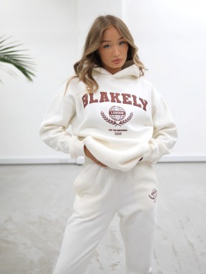 Blakely Women's Varsity Relaxed Hoodie Weiß | HBDOSLA-31